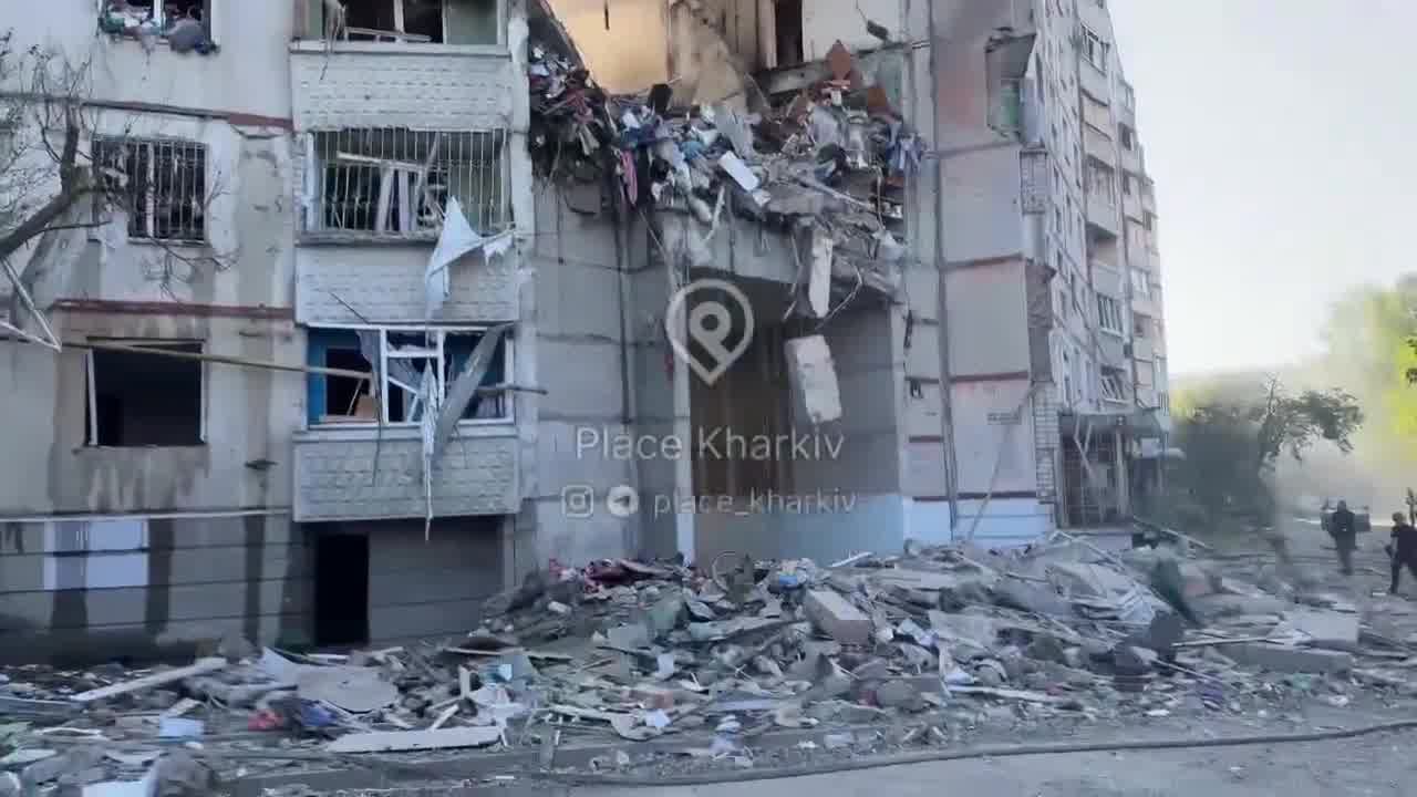 Residential house was partially destroyed as result of Russian airstrike in Kharkiv