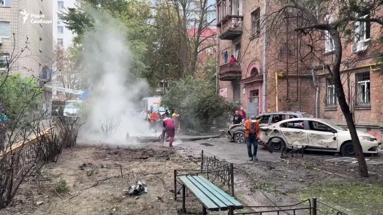 Material damage in Kyiv as result of Russian massive drone attack overnight