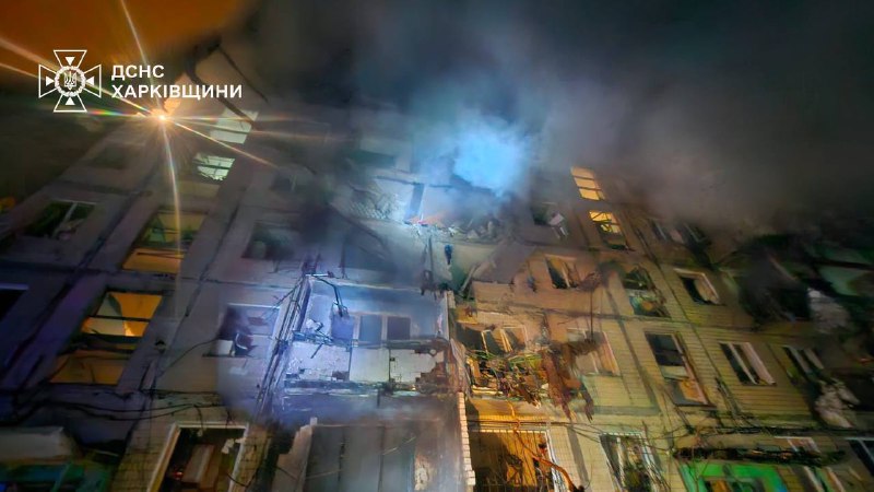 Destruction as result of Russian airstrike in Kharkiv