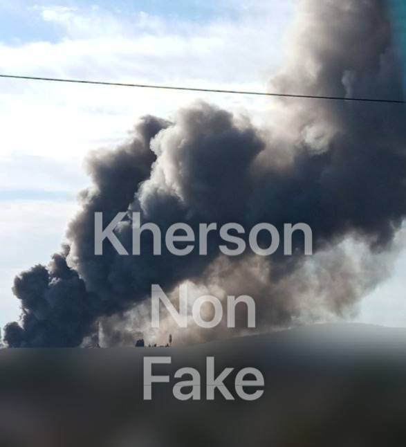 Fires after Russian bombardment in Kherson