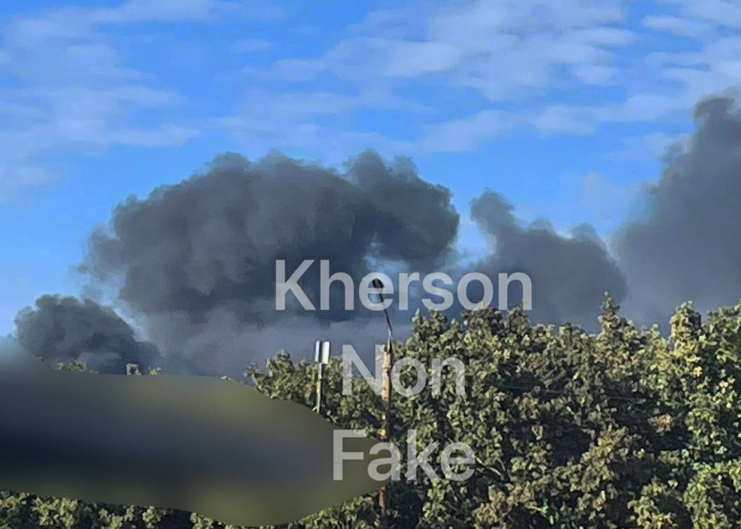 Fires after Russian bombardment in Kherson