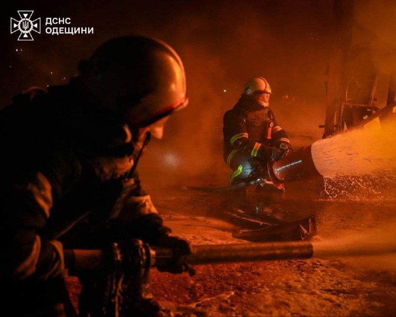 Rescuers extinguished fire caused by missile strike at the port infrastructure in Odesa region