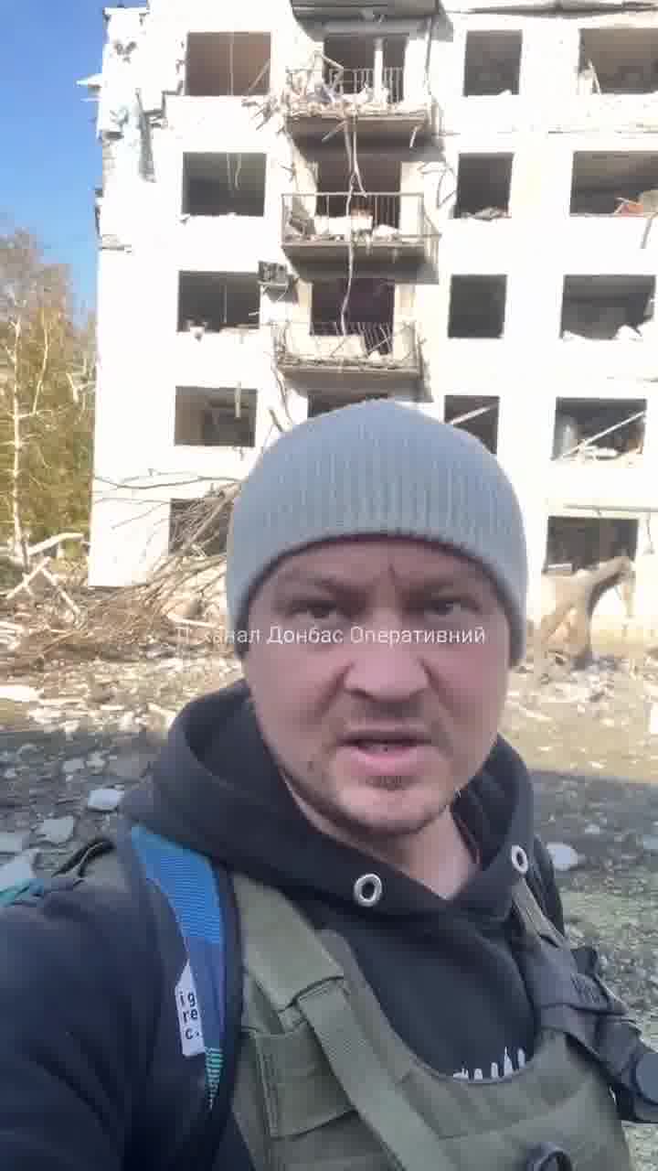 Destruction as result of Russian bombardment in Myrnohrad of Donetsk region. 1 person was killed, another wounded