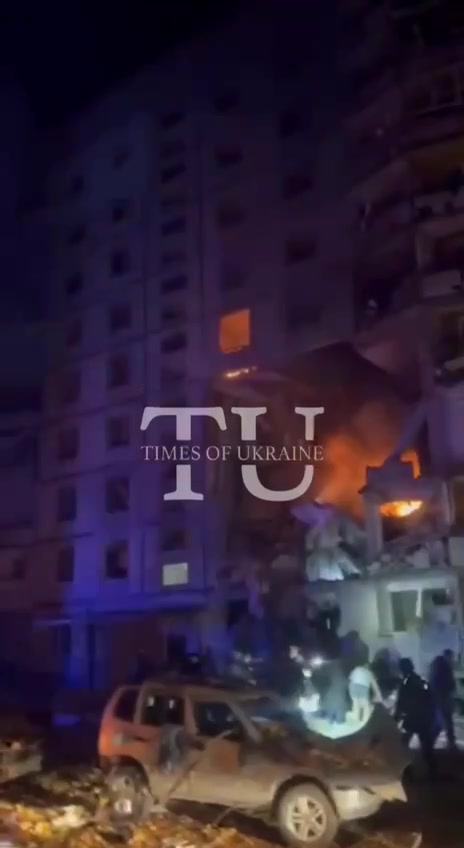 Residential house was partially destroyed and caught fire as result of Russian airstrike in Kharkiv. Many casualties