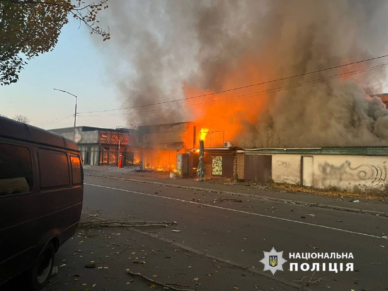 Damage across Kyiv, caused by fallen debris of drones 