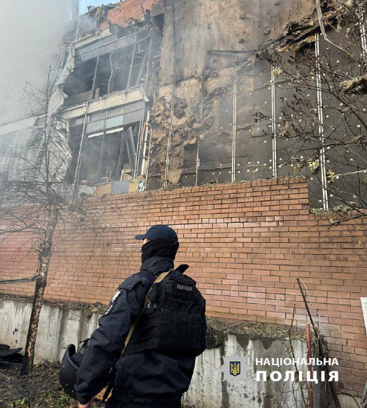 Damage across Kyiv, caused by fallen debris of drones 