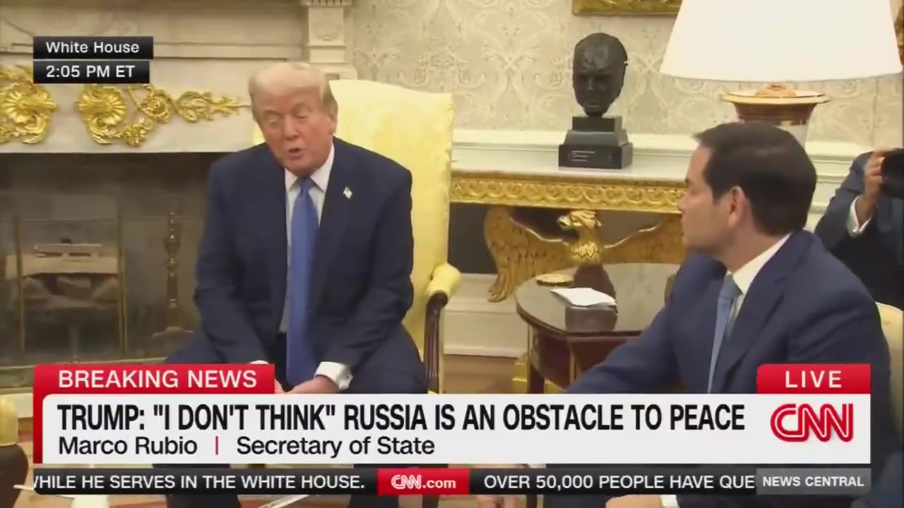 Reporter: What concessions has Russia offered up thus far to get to the point where you're closer to peace? Trump: Stopping the war, stopping taking the whole country. Pretty big concessions
