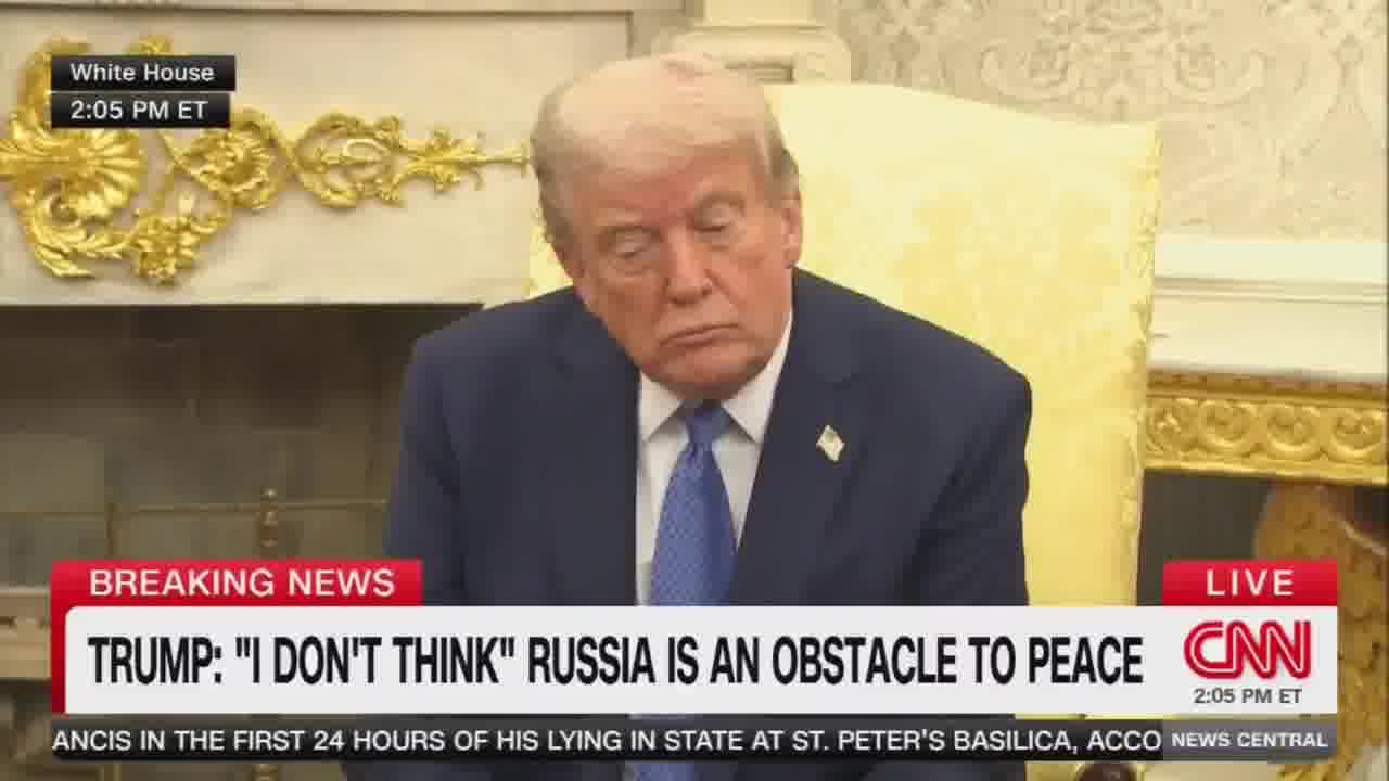 Reporter: What concessions has Russia offered up thus far to get to the point where you're closer to peace? Trump: Stopping the war, stopping taking the whole country. Pretty big concessions