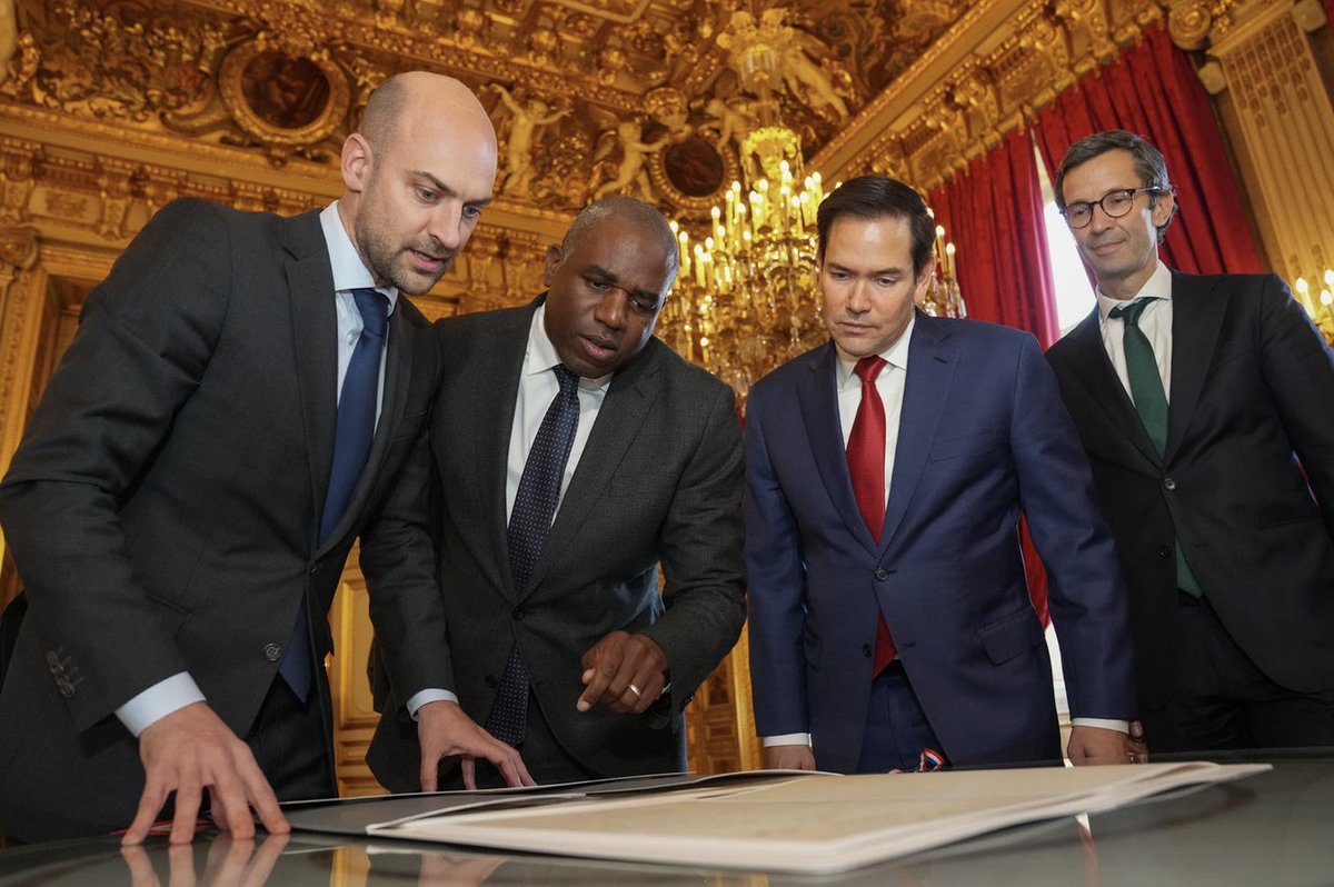 French Foreign Minister @jnbarrot arrives at the State Department for a meeting with Rubio. Ukraine is on top of the agenda