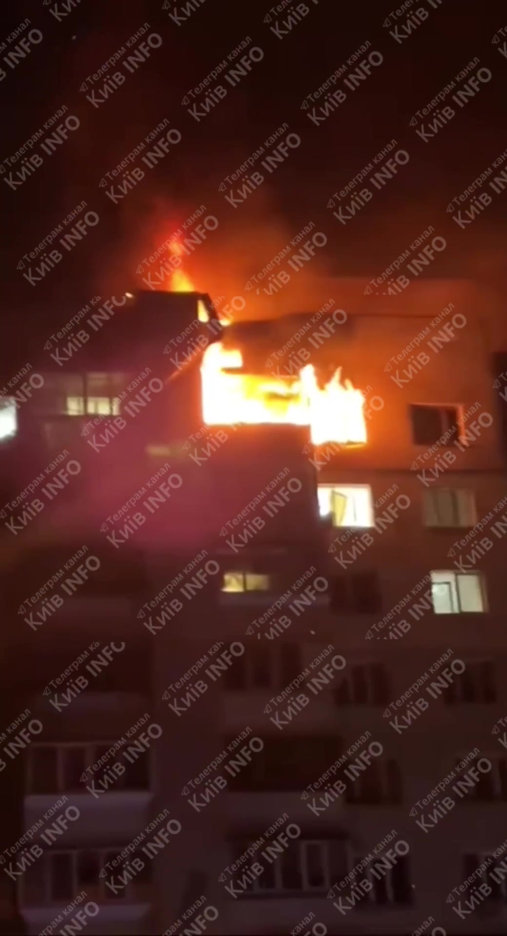 Residential house is on fire in Kyiv as result of a drone strike 