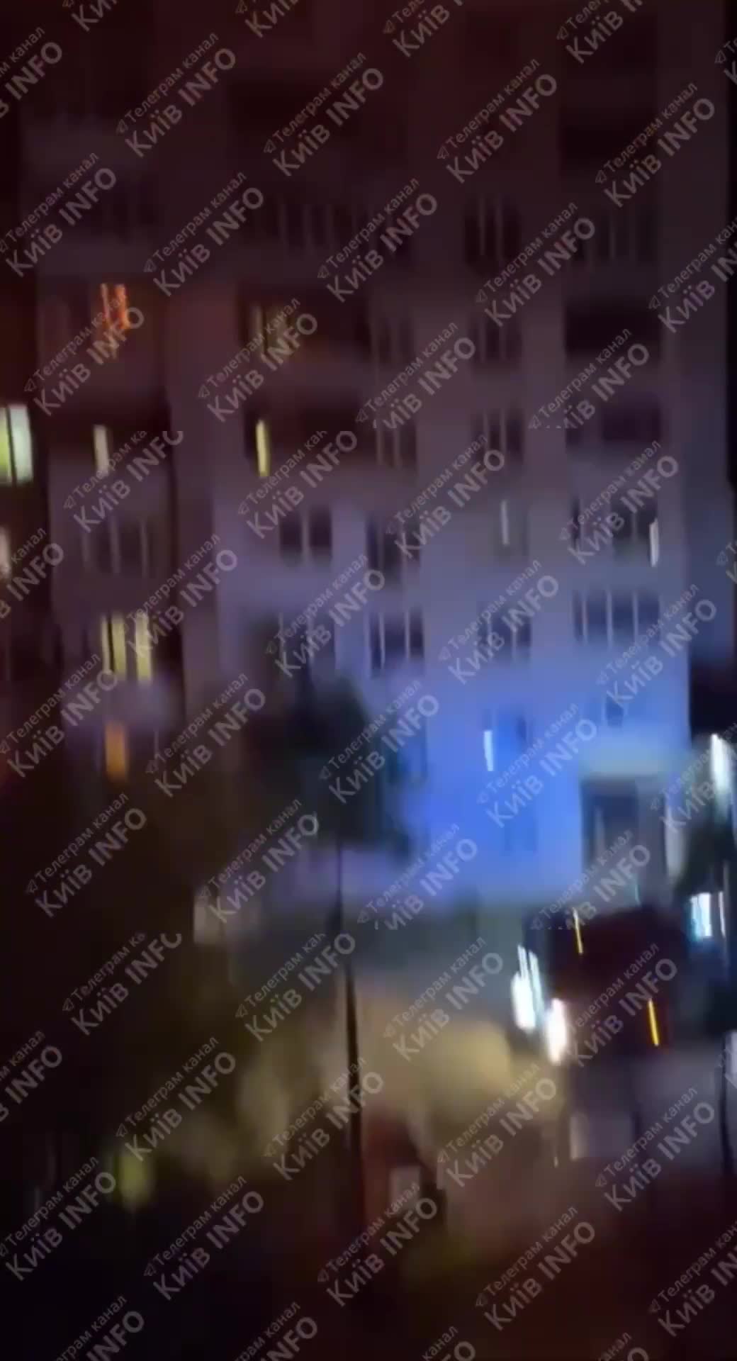 Residential house is on fire in Kyiv as result of a drone strike 