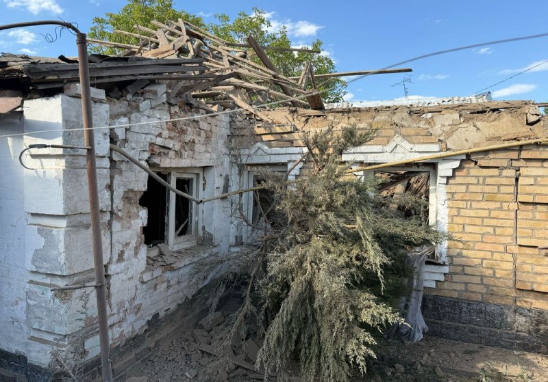Damage in Nikopol district as result of artillery shelling and FPV drone strikes