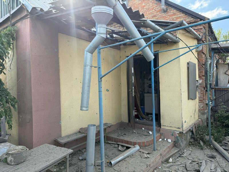 Damage in Nikopol district as result of artillery shelling and FPV drone strikes
