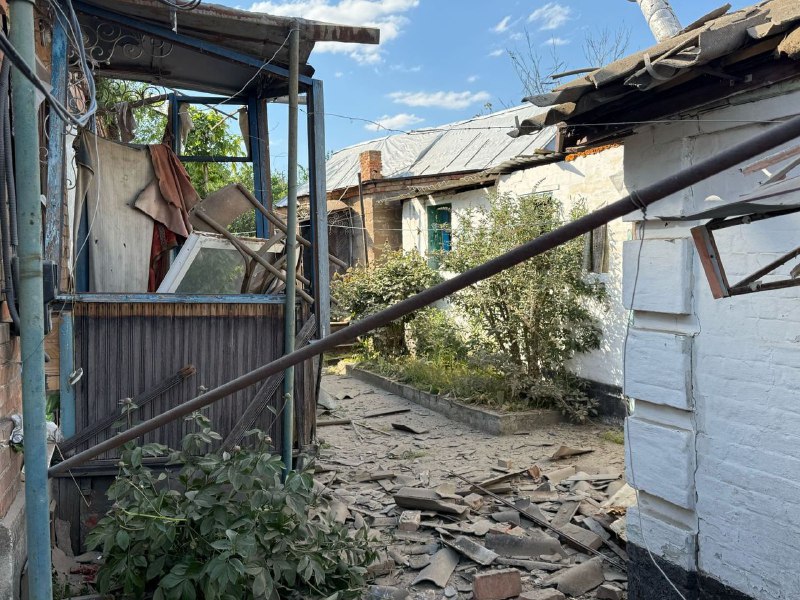 Damage in Nikopol district as result of artillery shelling and FPV drone strikes