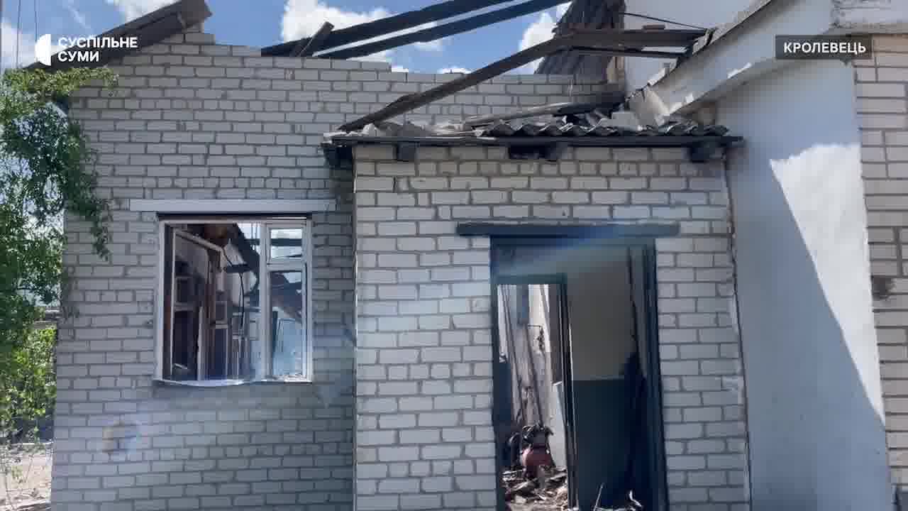 Damage in Krolevets of Sumy region as result of Russian drone strike