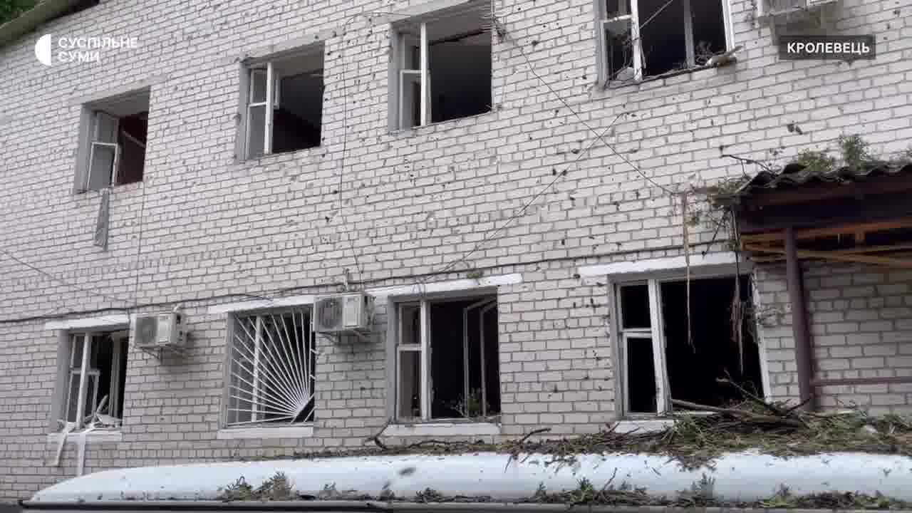Damage in Krolevets of Sumy region as result of Russian drone strike