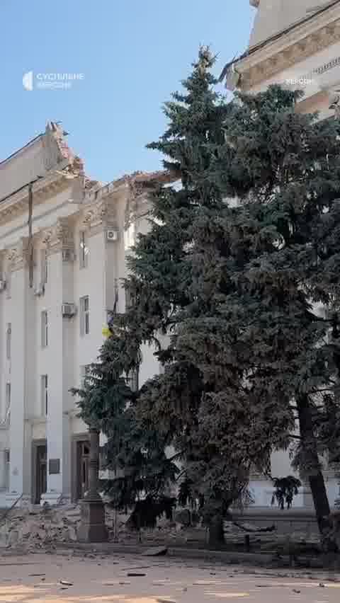 Building of Kherson State administration was partially destroyed as result of Russian airstrike, also a residential house destroyed