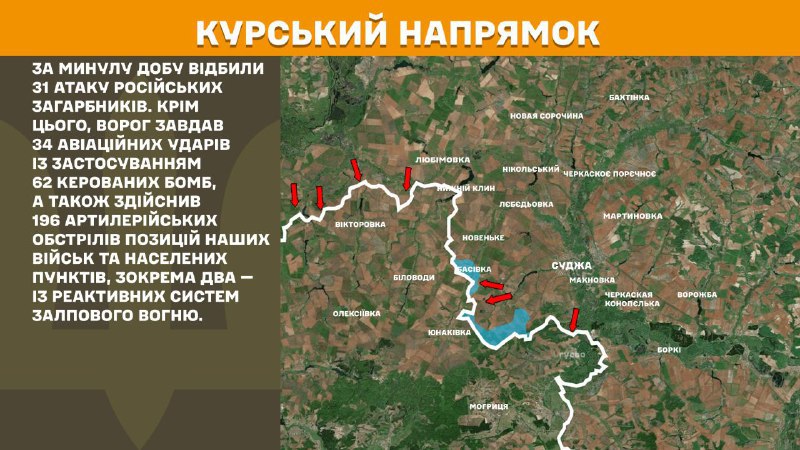 In Kursk region Ukrainian forces have repelled 31 Russian army assaults, - General Staff of Armed Forces of Ukraine reports