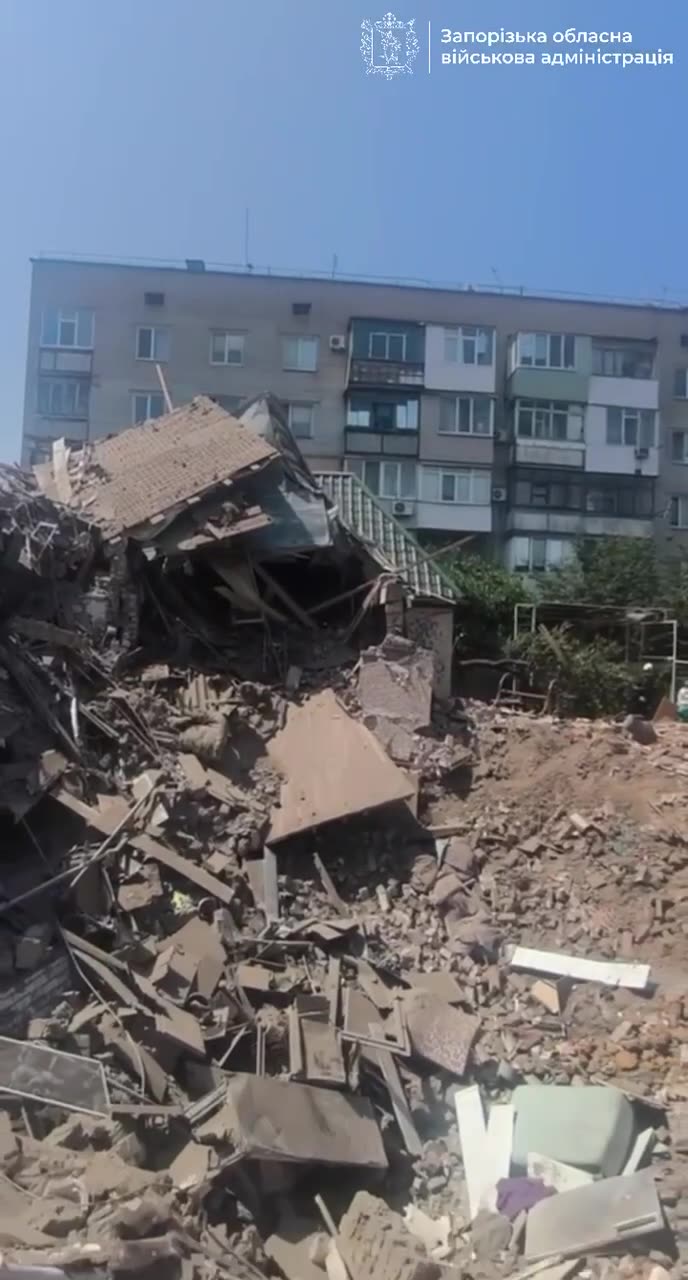 Private residential house was destroyed in Zaporizhzhia as result of Russian airstrikes with glide bomb