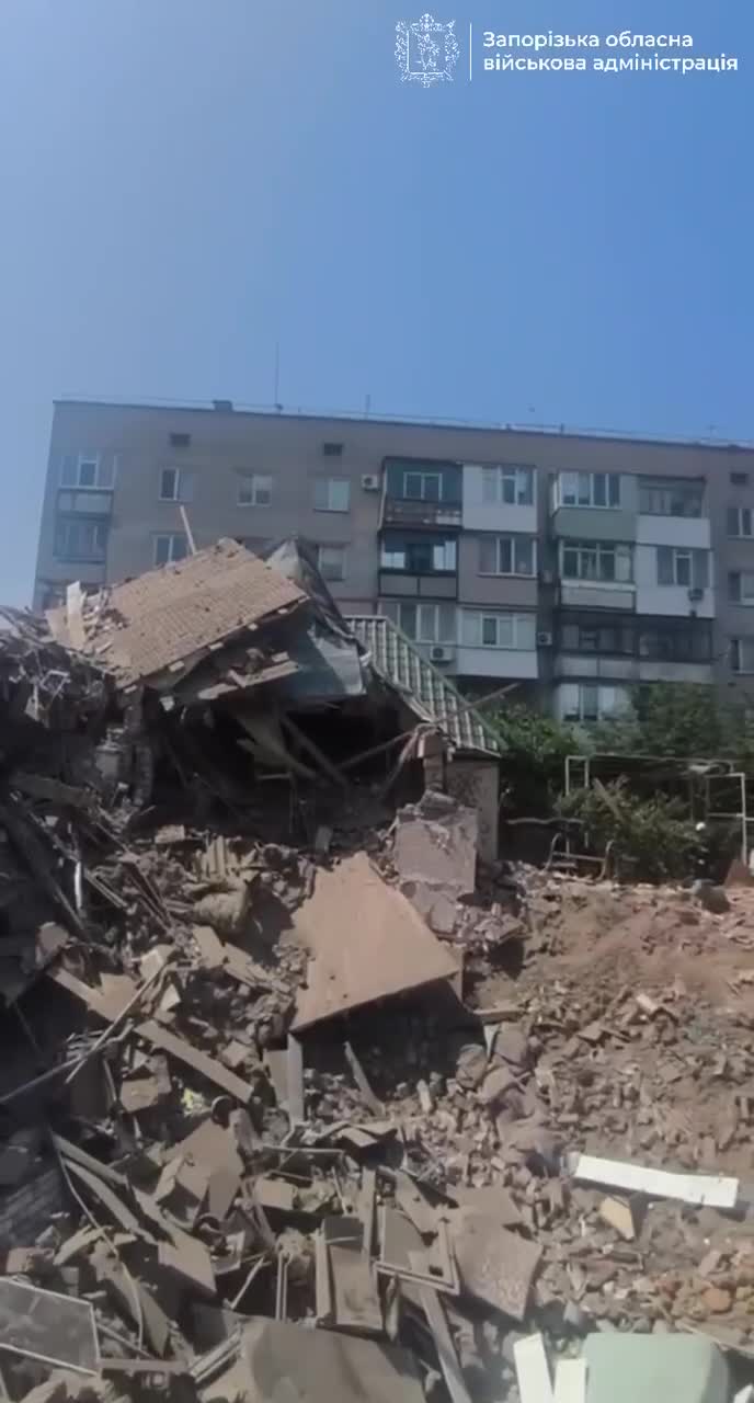 Private residential house was destroyed in Zaporizhzhia as result of Russian airstrikes with glide bomb