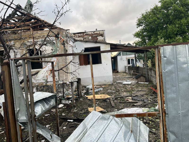 Destruction in Torske of Druzhkivka community as result of Russian drone strikes