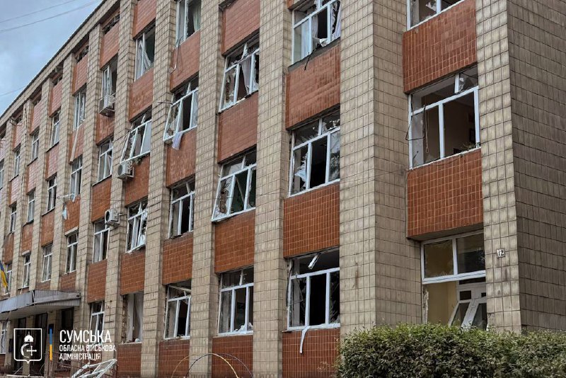 Damage in Lebedyn as result of Russian drone strikes this morning