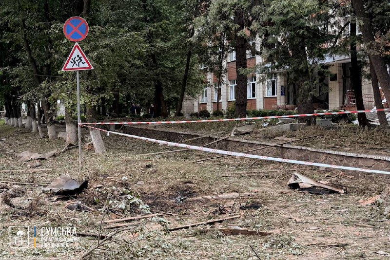 Damage in Lebedyn as result of Russian drone strikes this morning