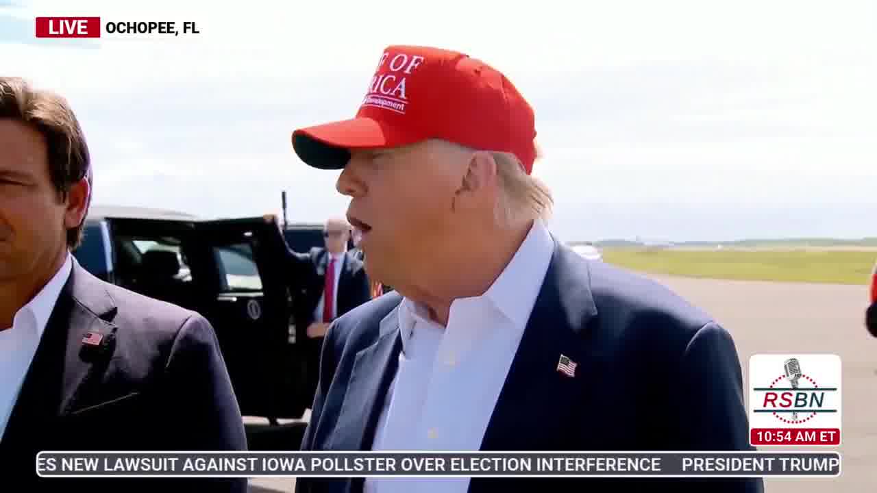 REPORTER: Russia has about 50,000 troops stationed outside of Sumy in Ukraine. What will you do if Russia authorized an offensive? TRUMP: We'll see what happens