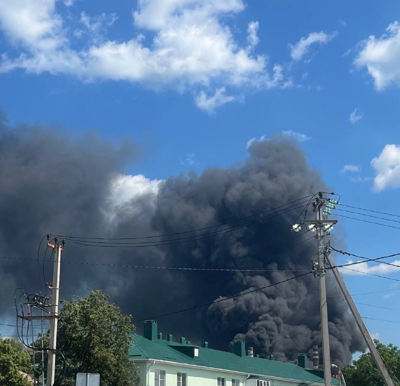 Fire at the chemical enterprise in Shebekine of Belgorod region after suspected drone strike
