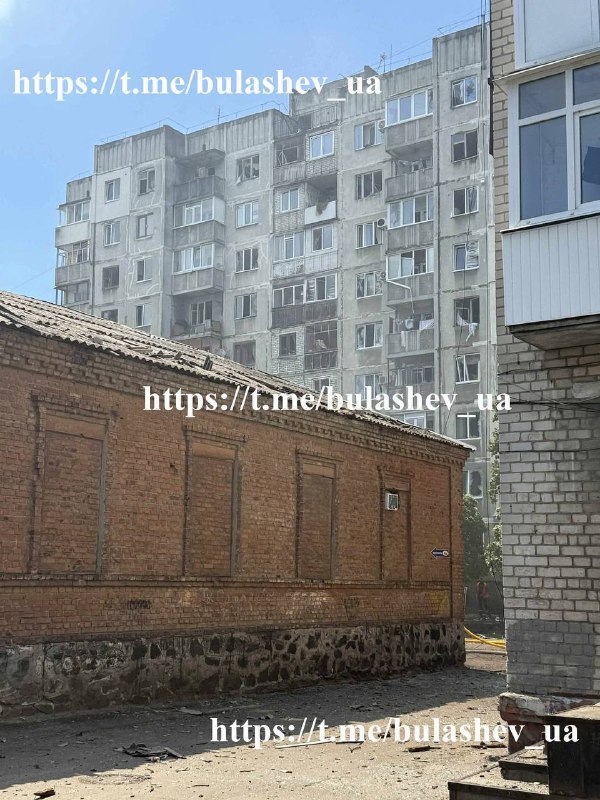 Damage to residential houses in Kremenchuk as result of drone strike this morning