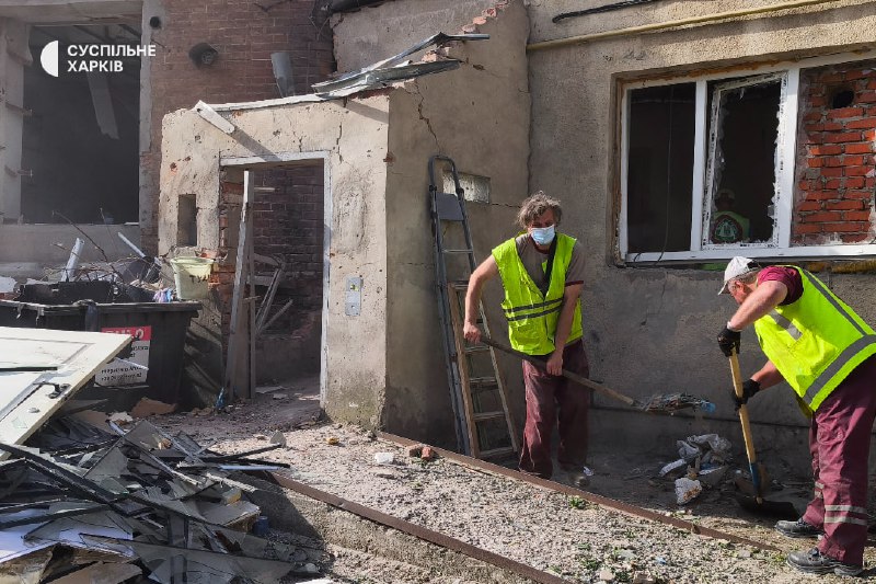 Damage in Kharkiv as result of the drones strikes this morning 
