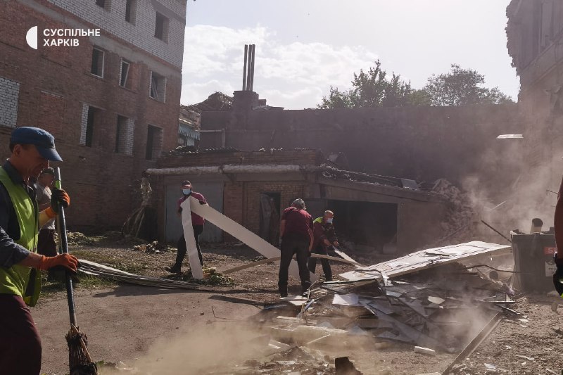 Damage in Kharkiv as result of the drones strikes this morning 