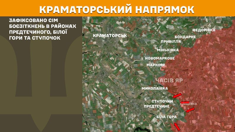 At Kramatorsk direction clashes yesterday near  Predtechyne, Bila Hora and Stupochky, - General Staff of Armed Forces of Ukraine reports