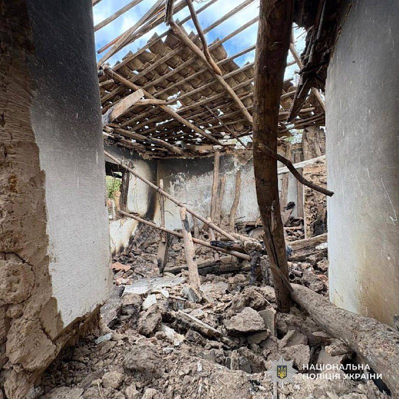 An infant and his mother wounded as result of drone strike at the residential house in the village of Marhanets district of Dnipropetrovsk region