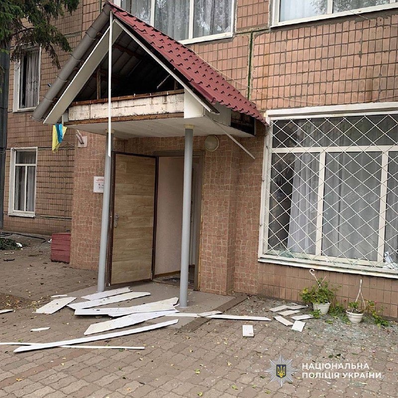 An infant and his mother wounded as result of drone strike at the residential house in the village of Marhanets district of Dnipropetrovsk region