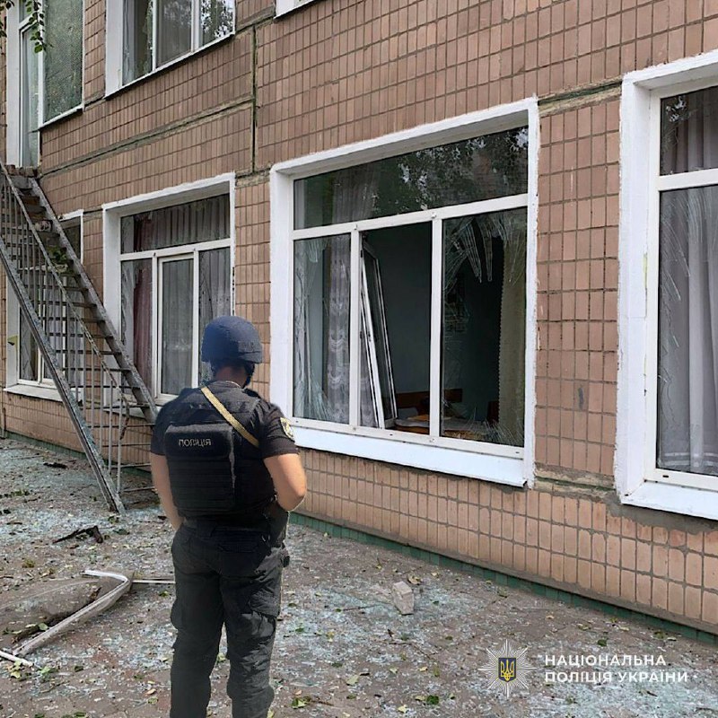 An infant and his mother wounded as result of drone strike at the residential house in the village of Marhanets district of Dnipropetrovsk region