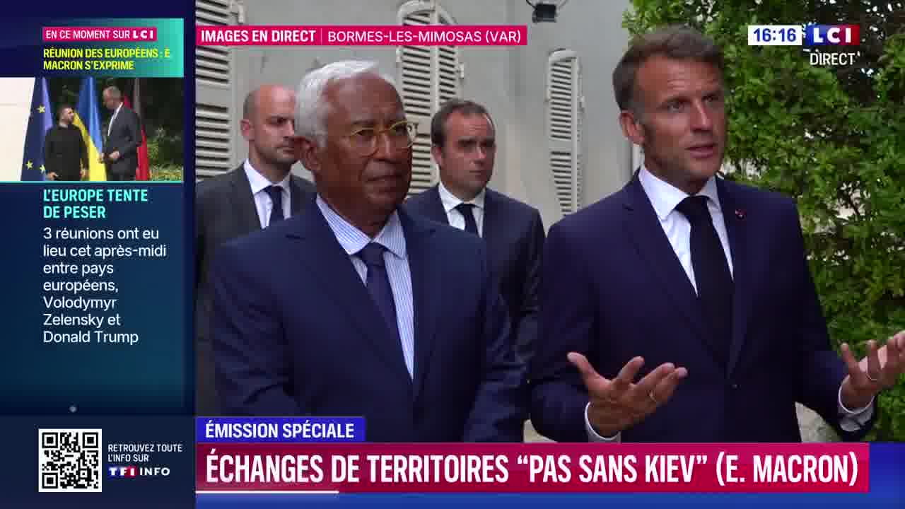 The principle that must be remembered is that these subjects of territorial exchanges must only be discussed by Ukraine, insists Emmanuel Macron.