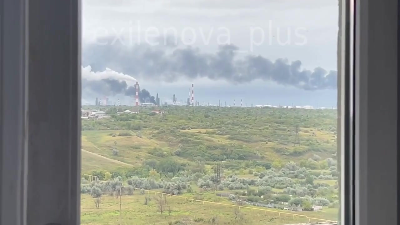 Smoke is rising from Syzran oil refinery 