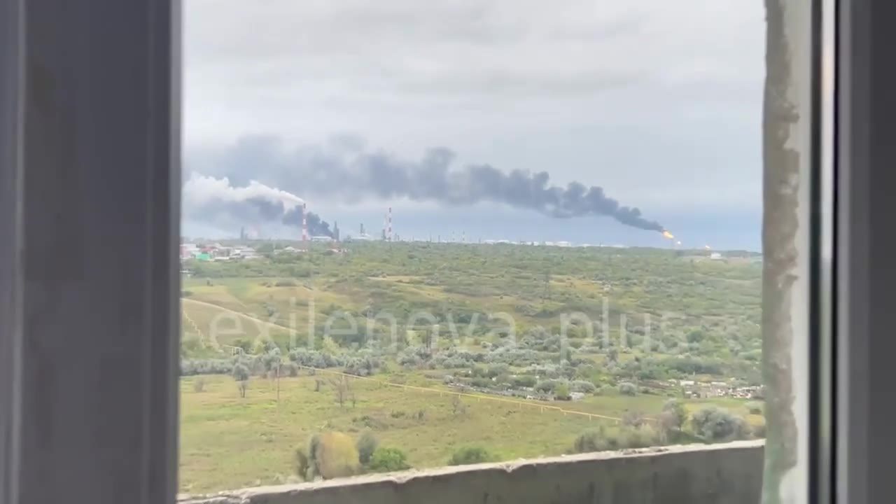 Smoke is rising from Syzran oil refinery 