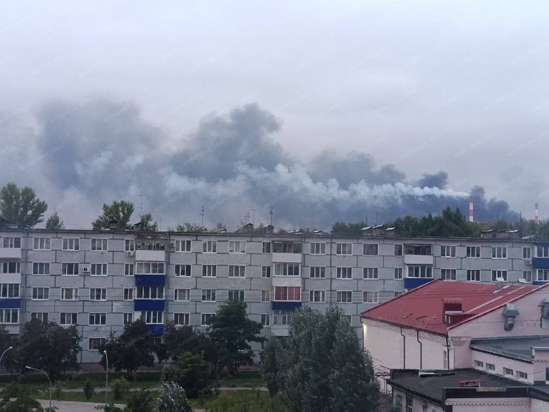 Smoke is rising from Syzran oil refinery 