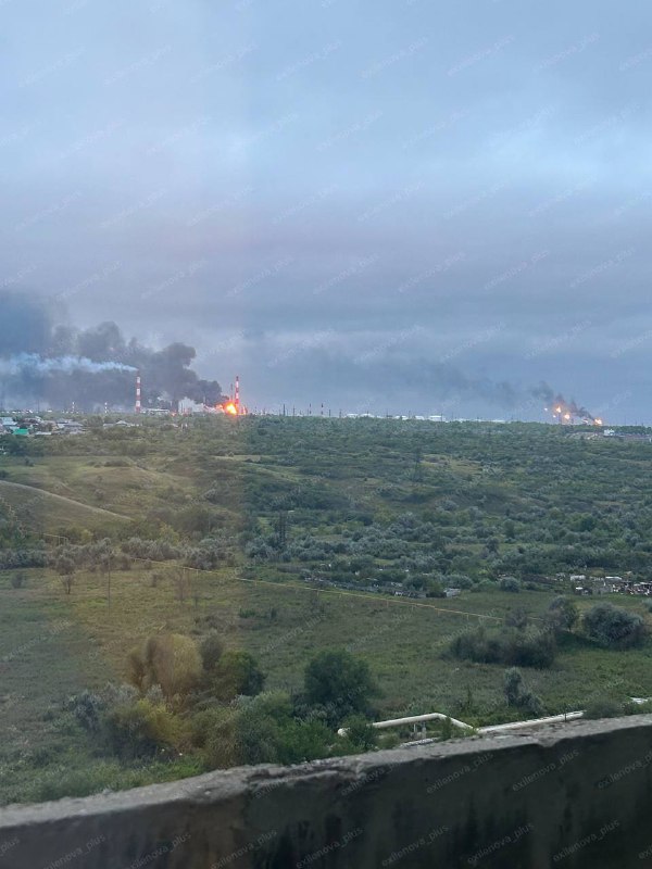 Smoke is rising from Syzran oil refinery 