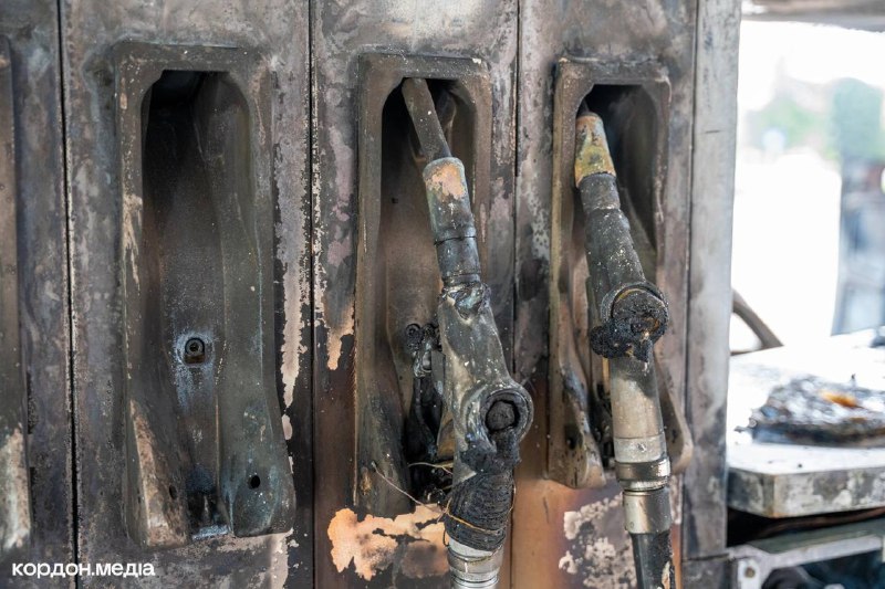 Gas station was damaged in Sumy after drone strike this morning