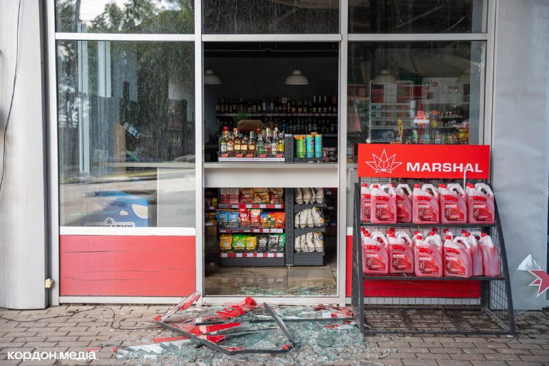 Gas station was damaged in Sumy after drone strike this morning