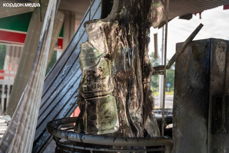 Gas station was damaged in Sumy after drone strike this morning