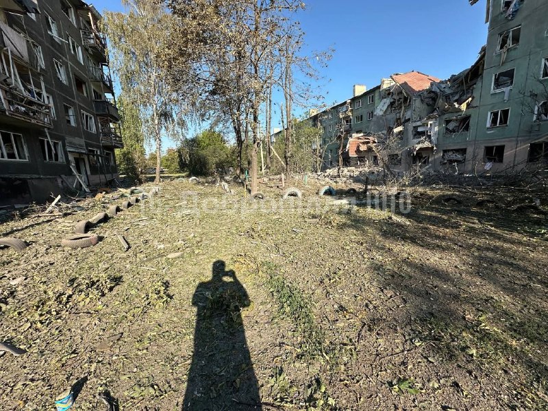 Destruction in Dobropillia as result of bombardment overnight