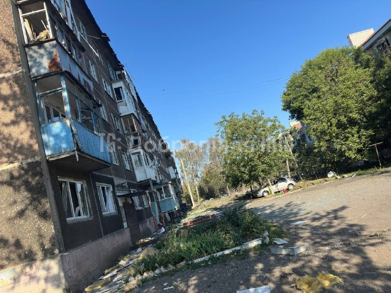 Destruction in Dobropillia as result of bombardment overnight