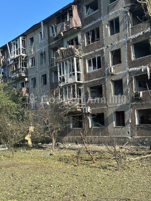 Destruction in Dobropillia as result of bombardment overnight