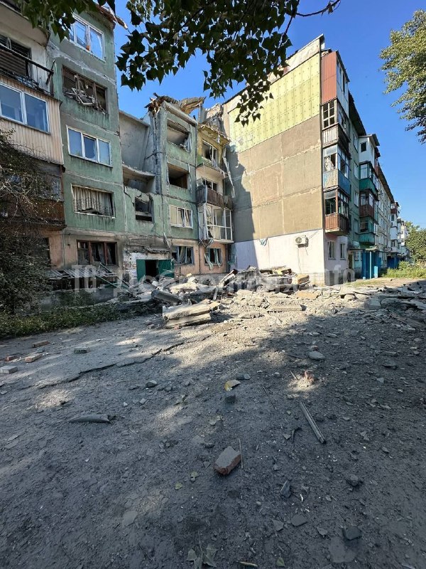 Destruction in Dobropillia as result of bombardment overnight