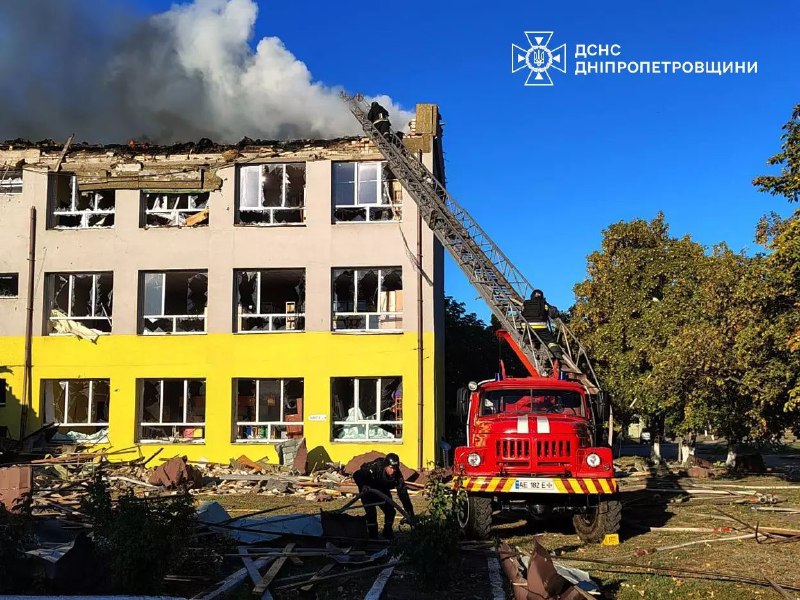 A school was seriously damaged as result of Russian strike in Vasylkivka of Synelnykove district of Dnipropetrovsk region