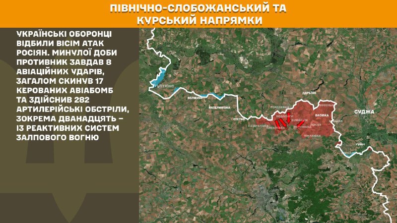 At Kursk and North Slobozhansky(Sumy) direction Ukrainian forces have repelled 8 Russian army assaults, - General Staff of Armed Forces of Ukraine reports